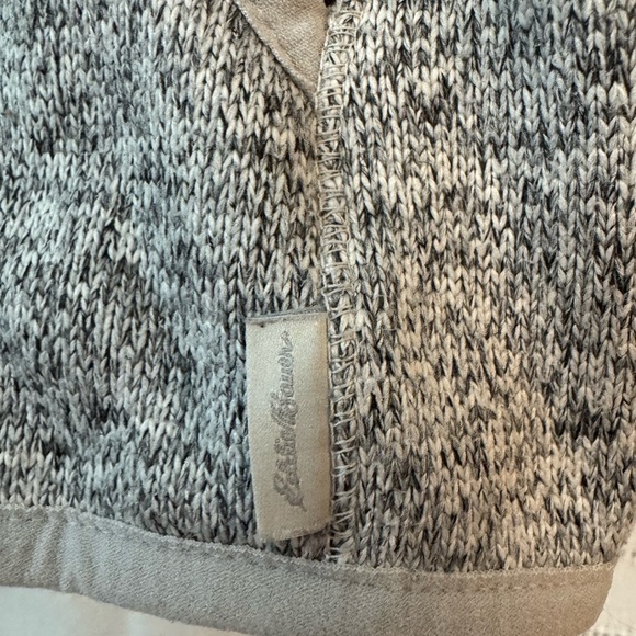 Eddie Bauer Heather Gray Hooded Sweatshirt with Buffalo Plaid detail - Picture 4 of 8